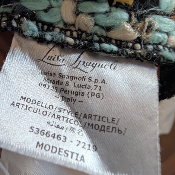 Luisa Spagnoli Italy Woven Knit Vest Black Multicolor Plaid Fringe Large IT 46 - Picture 14 of 15